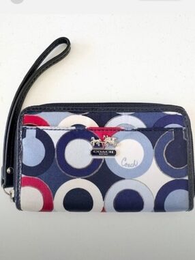 Coach-Madison Op Art Sateen Wallet - Wristlet (Multicolor ❤️💙)